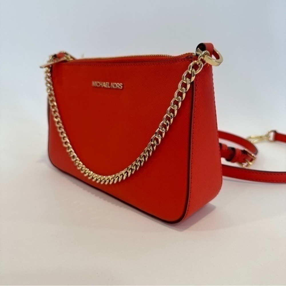 New Michael Kors Medium Zip Pouchette Crossbody Bag in Mandarin - Picture 10 of 15